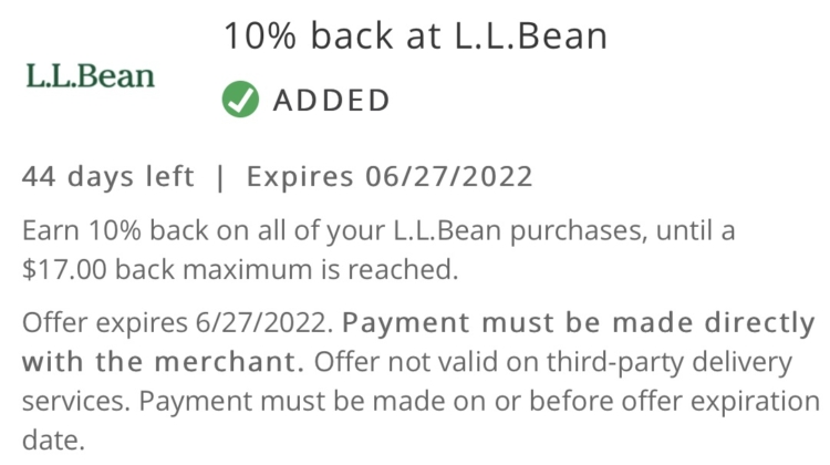 L.L. Bean Chase Offer 06.27.22