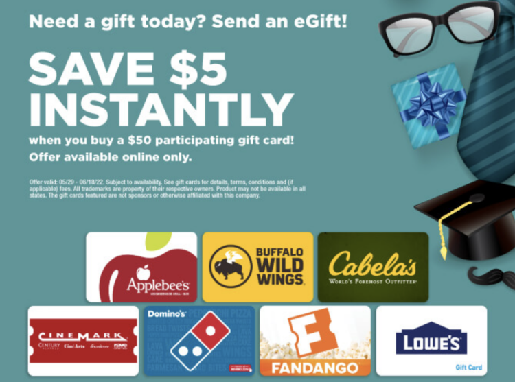 Meijer gift card deal $5 off $50 online