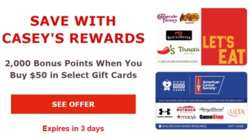 Casey's gift card deal 07.17.22