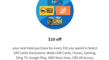 Meijer $50 gift cards $10 rewards