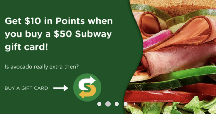Bitmo $50 Subway 10,000 Perk Points