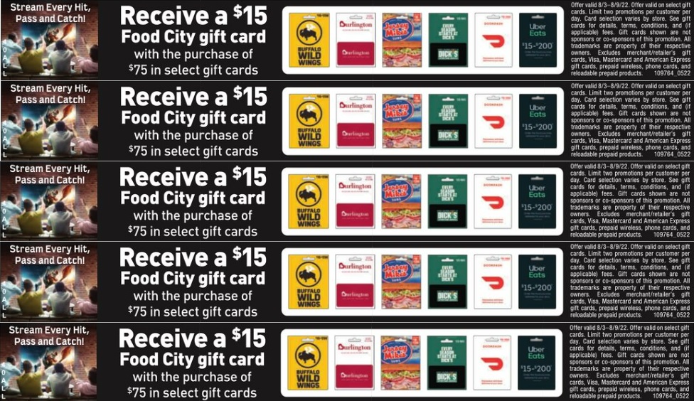 gift cards available at food city