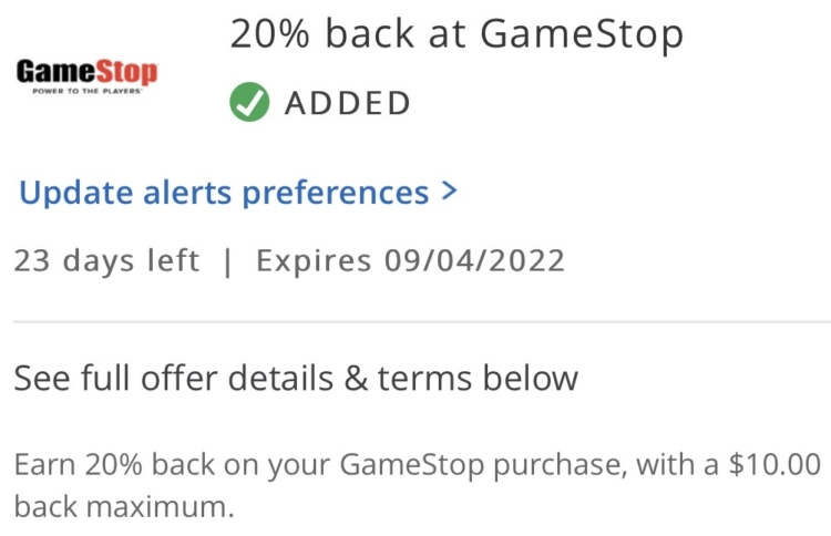 GameStop Chase Offer