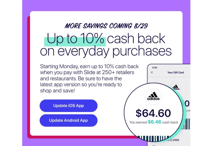 Slide increased cashback rates