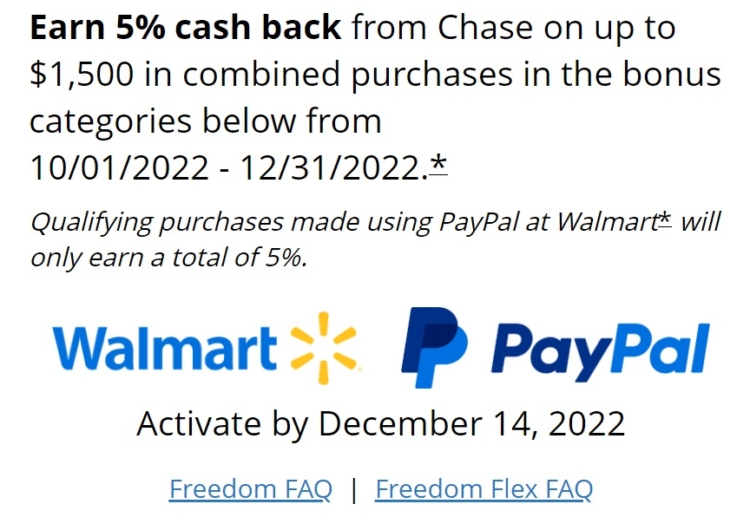 Chase Freedom Flex 5% categories Q4 2022