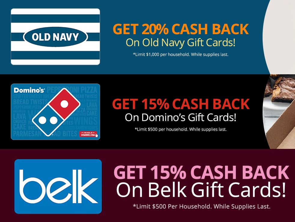 (EXPIRED) MyGiftCardsPlus Earn 20 Cashback On Old Navy Gift Cards, 15