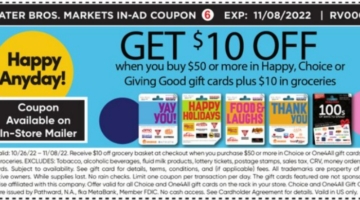 Stater Bros gift card deal 10.25.22