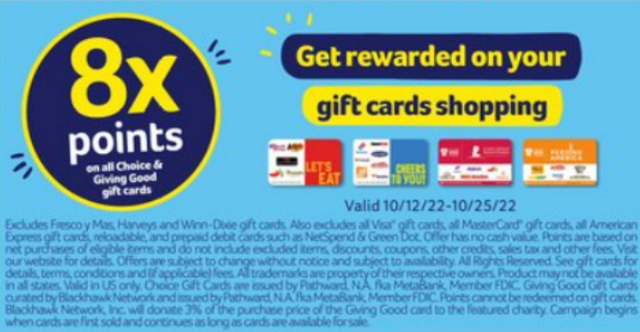 (EXPIRED) WinnDixie/Harveys/Fresco y Mas Earn 8x Points On Choice