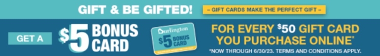 Burlington bonus card offer 05.01.23