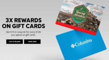 Columbia Sportswear $100 gift card $15 rewards