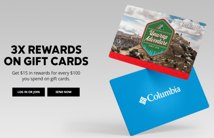 Columbia Sportswear $100 gift card $15 rewards