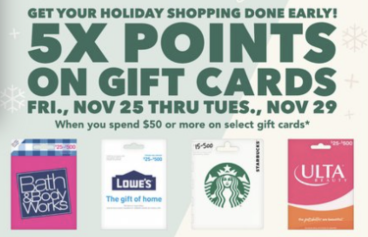 Schnucks 5x points Black Friday gift card deal