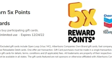 Albertsons 5x all gift cards 12.21.22