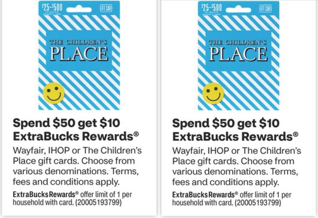 Expired) Cvs: Buy $50 Wayfair, The Children's Place Or Ihop Gift Card & Get  $10 Extrabucks Rewards - Gift Cards Galore