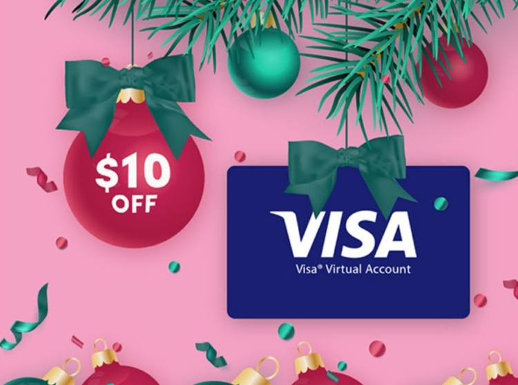 Giftcardsdotcom $10 off $100 Visa promo code HOLIDAYVISA