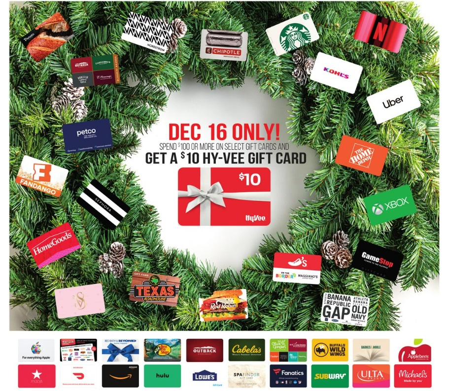(EXPIRED) HyVee Buy 100 Select Gift Cards & Get 10 HyVee Gift