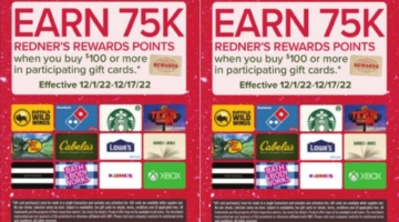 Redner's Markets gift card deal 12.08.22