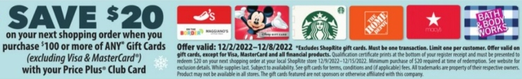 ShopRite gift card deal 12.02.22.