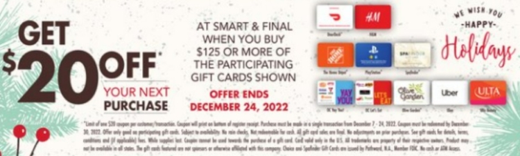 Smart & Final gift card deal 12.09.22.