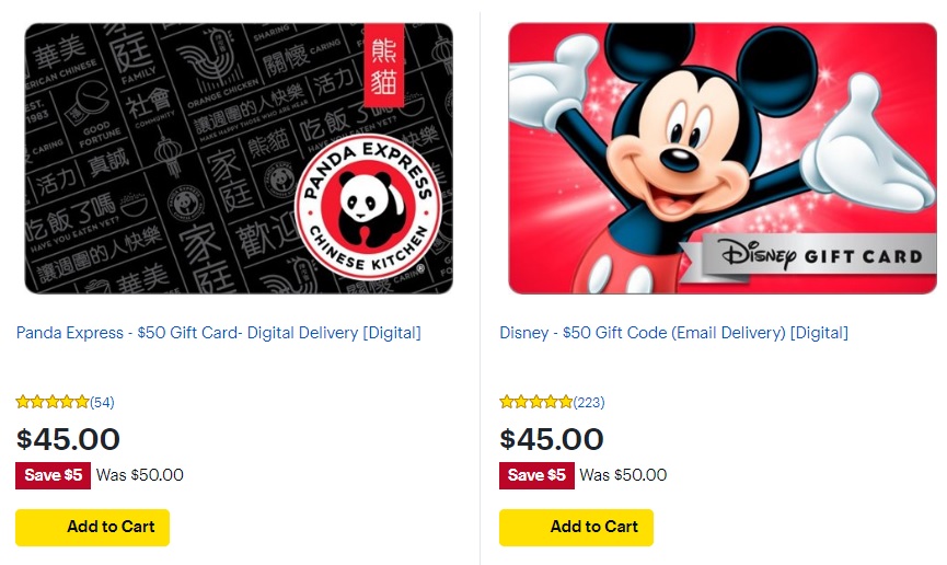 Best Buy Save 10 On Select Gift Cards (Disney, Hot Topic, Panda