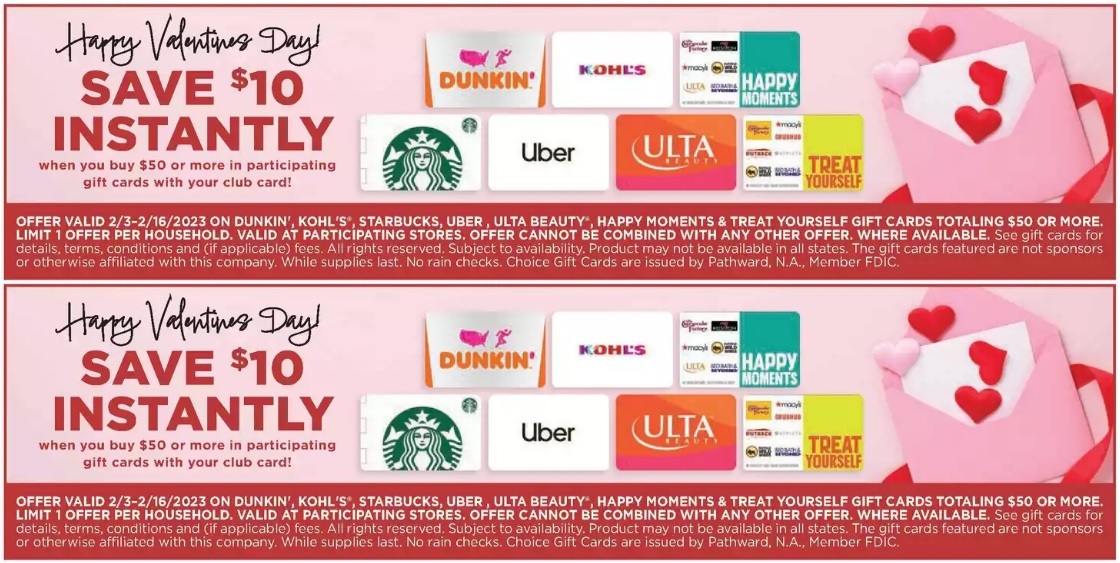 (EXPIRED) Foodtown Buy 50 Select Gift Cards For 40 (Dunkin', Uber