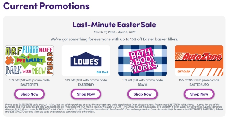 Giftcardsdotcom gift card deals 03.31.23
