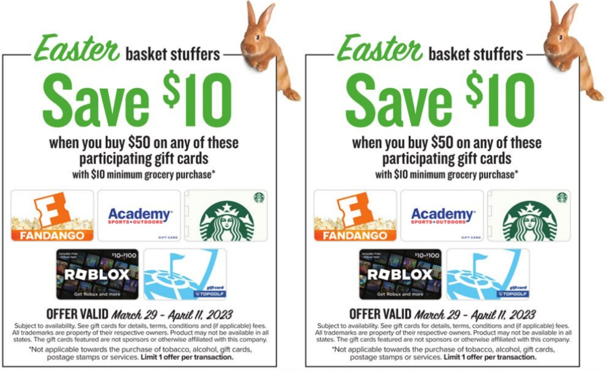 Food Lion: Buy $50 Select Gift Cards + $10 Groceries & Get $10 Off  (Starbucks, Academy & More) - Gift Cards Galore