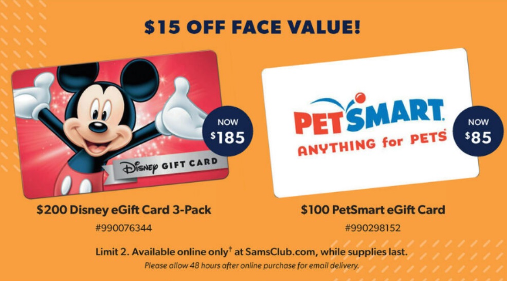 EXPIRED) Sam's Club: Buy $200 Disney Gift Cards For $185, $100