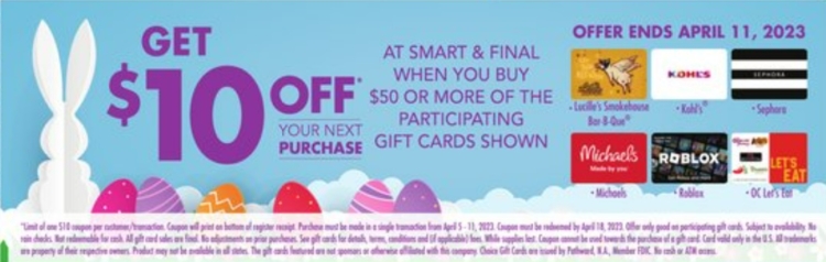 Smart & Final gift card deal 04.05.23.