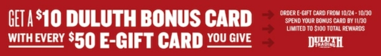 Duluth bonus card deal 10.30.23
