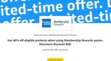 Amazon American Express Membership Rewards 40% off $150 spend