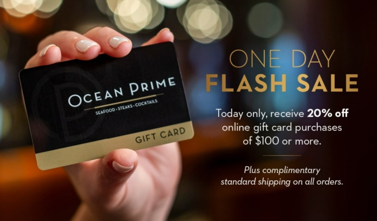 Ocean Prime gift card deal 20% off 06.26.23