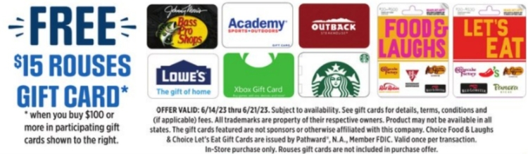 Rouses Markets gift card deal 06.15.23.