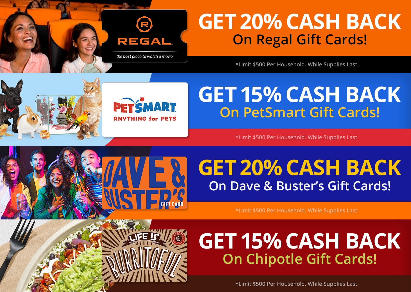 (EXPIRED) MyGiftCardsPlus Earn 20 Cashback On Regal & Dave & Buster's