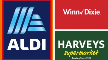Aldi Winn-Dixie Harveys logos