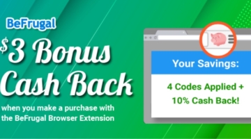 BeFrugal $3 bonus cashback browser extension
