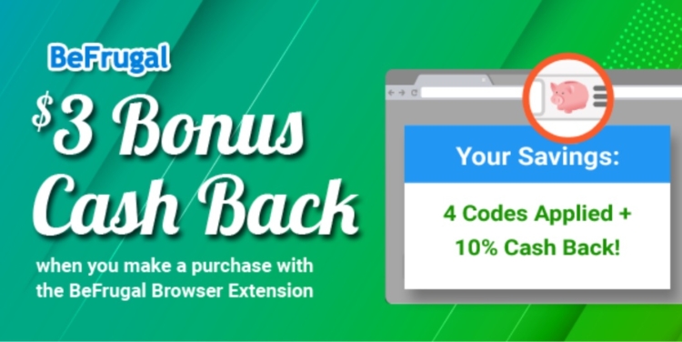 BeFrugal $3 bonus cashback browser extension