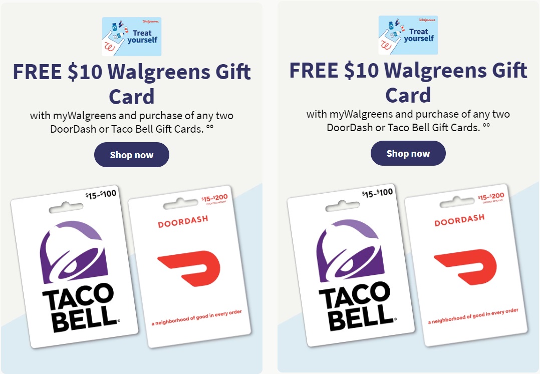 (EXPIRED) Walgreens Buy 2x Select Gift Cards & Get 10 Walgreens Gift