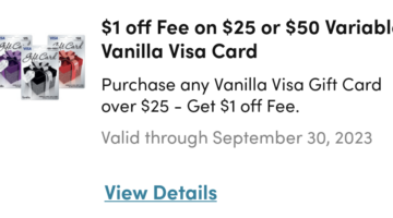 Kum & Go Vanilla VGC deal 09.01.23