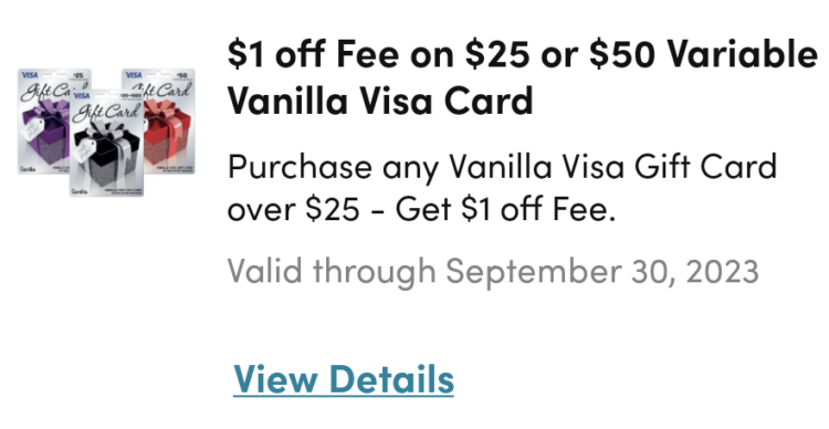 Kum & Go Vanilla VGC deal 09.01.23