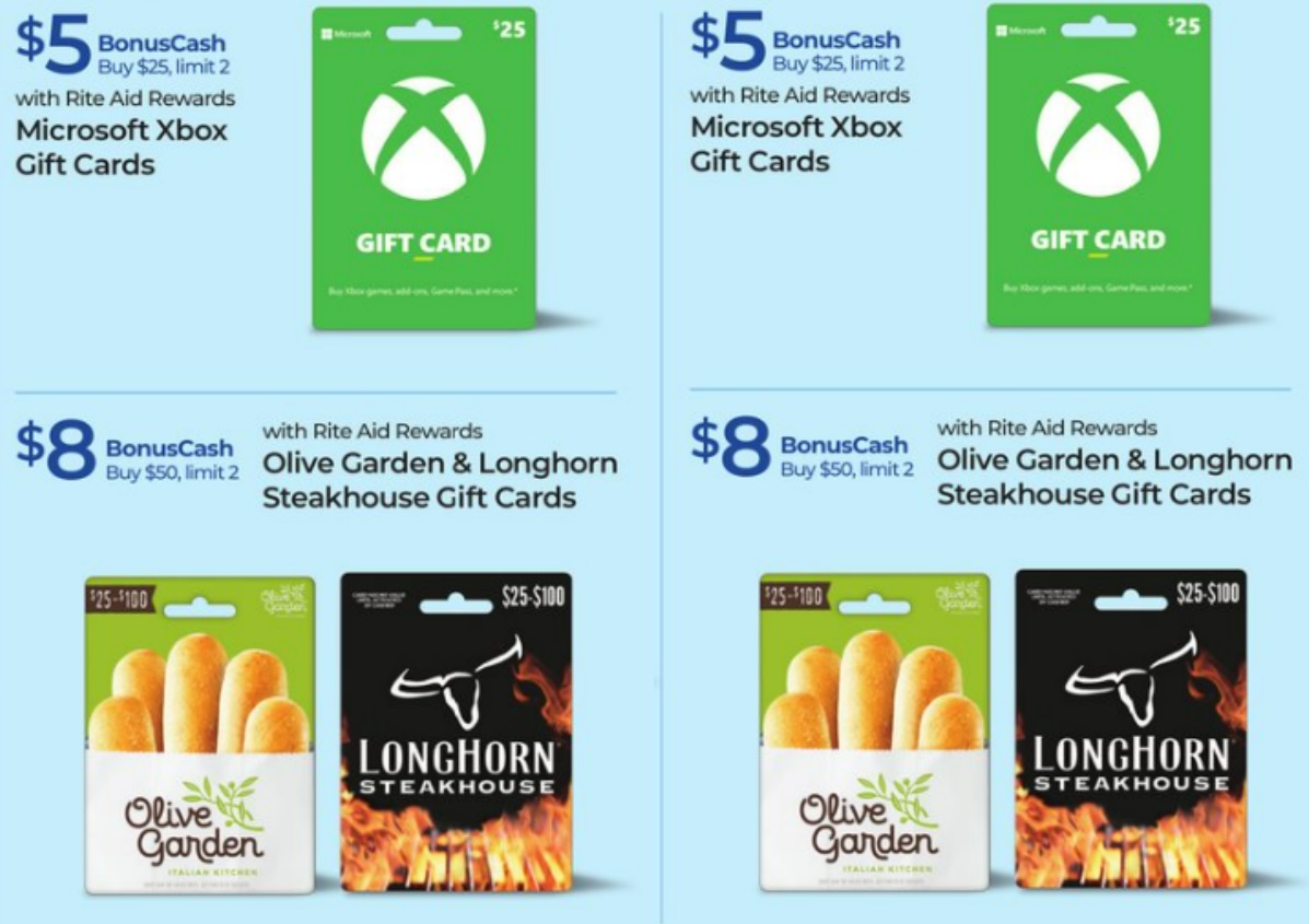 (EXPIRED) Rite Aid Earn 1620 BonusCash On Select Gift Cards (Xbox