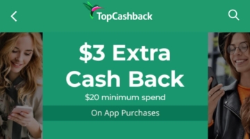 TopCashback App $3 bonus cashback $20 spend