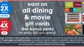 Giant Eagle gift card deal 10.05.23