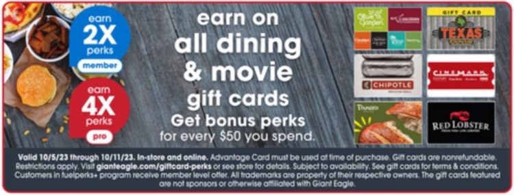 Giant Eagle gift card deal 10.05.23
