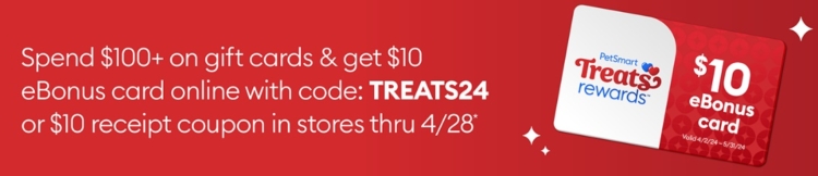 Petsmart bonus card deal promo code TREATS24