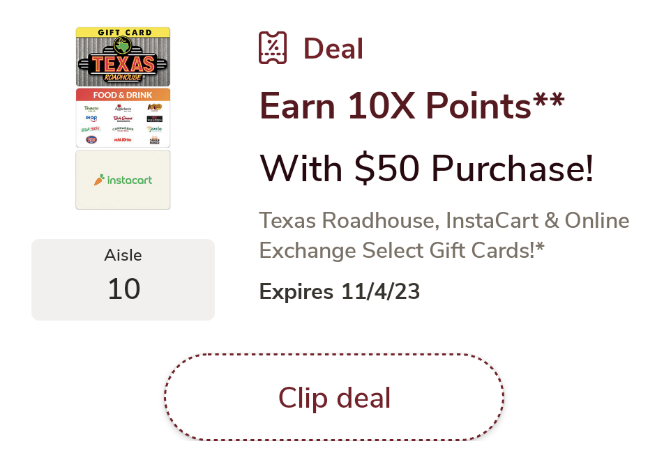 Safeway/Albertsons Earn 10x On 50+ Select Gift Cards (Instacart