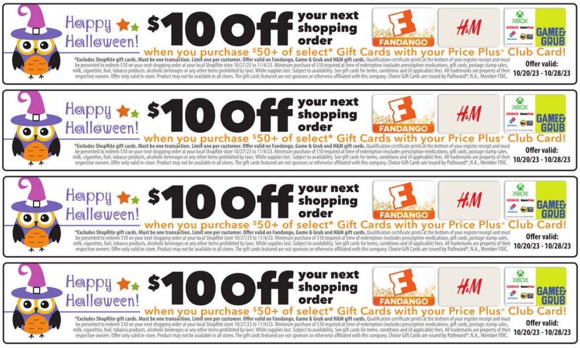 (EXPIRED) ShopRite Buy 50 Select Gift Cards & Get 10 Off Next