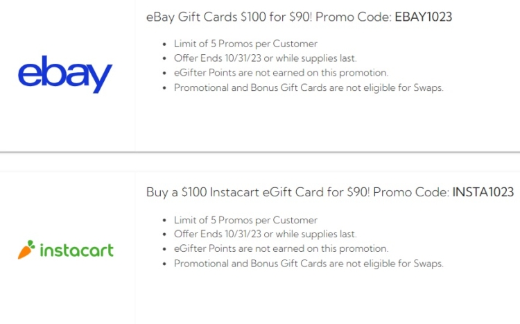 eGifter gift card deals 10.02.23