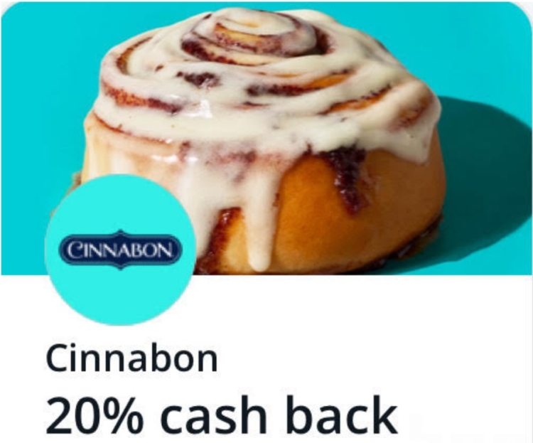 Cinnabon Chase Offer 20% back $20 spend