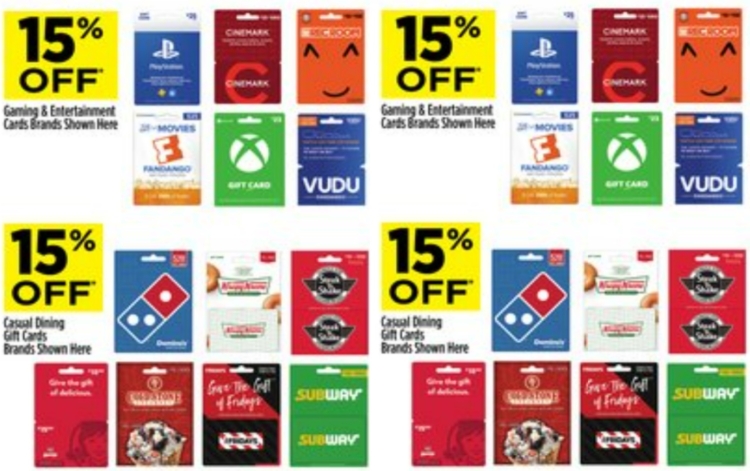 Dollar General Stores: Select Gaming/Streaming Gift Cards: VUDU,  PlayStation, Xbox